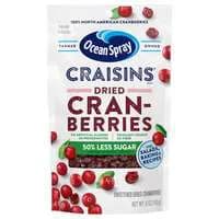 Ocean Spray Craisins 50% Less Sugar Sweetened Dried Fruit Cranberries