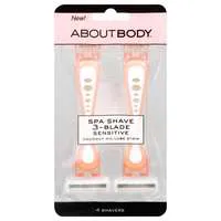 About Body Spa Shave 3-Blade Sensitive Coconut Oil Lube Strip