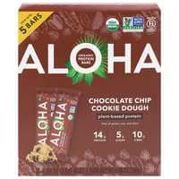 ALOHA Organic Choc Chip Cookie Dough 14g Plant-Based Protein Bars - 5 ct