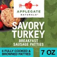 Applegate Naturals Savory Turkey Breakfast Sausage Patties - 6 ct Frozen