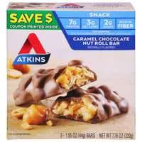 Atkins Snack Caramel Chocolate Nut Roll Bars Low Carb - 5 ct