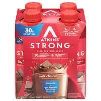 Atkins Strong Milk Chocolate 30g Protein Shake - 4 pk