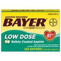 Bayer Low Dose Aspirin Regimen Pain Relief 81 mg Enteric Coated Tablets