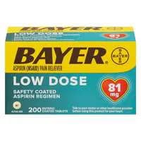 Bayer Low Dose Aspirin Regimen Pain Relief 81 mg Enteric Coated Tablets