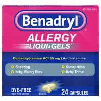Benadryl Allergy Relief Liqui-Gels Antihistamine Dye Free Capsules