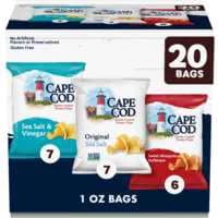 Cape Cod Sea Salt Vinegar/Original/BBQ Kettle Cooked Potato Chips - 20 ct