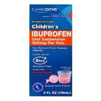 CareOne Children's Pain Fever Bubble Gum Ibuprofen Oral Suspension Liquid