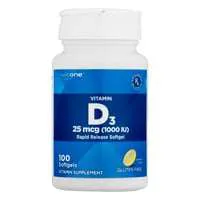 CareOne Gluten Free 25mcg Vitamin D3 Rapid Release Softgels