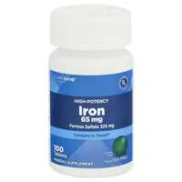 CareOne High-Potency 65mg Iron 325mg Ferrous Sulfate Tablets