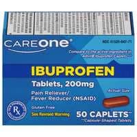 CareOne Ibuprofen Pain Relief 200 mg Caplets Gluten Free