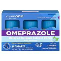 CareOne Omeprazole Acid Reducer Delayed Release 20 mg Tablets Cool Mint