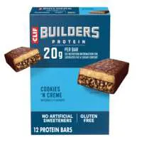 CLIF Builders Gluten Free Cookies 'N Cream 20g Protein Bars - 12 ct