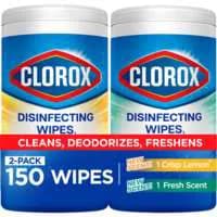 Clorox Crisp Lemon & Fresh Scent Disinfecting Wipes 75 ct ea - 2 pk