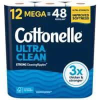 Cottonelle Ultra Clean Mega Roll 1-Ply Toilet Paper Unscented - 12 ct