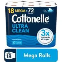 Cottonelle Ultra Clean Mega Roll 1-Ply Toilet Paper Unscented - 18 ct