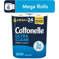 Cottonelle Ultra Clean Mega Roll 1-Ply Toilet Paper Unscented - 6 ct