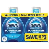 Dawn Platinum Plus Powerwash Fresh Clean Liquid Dish Soap Spray Refill-2ct