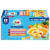 Dole No Sugar Added Variety Fruit Cups in Stevia Sweetened Water - 12 ct