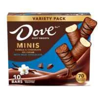 DOVE Minis Vanilla & Chocolate with Milk Chocolate Ice Cream Bars - 10 ct