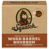 Dr. Squatch Men's Natural Wood Barrel Bourbon Medium Grit Soap Bar
