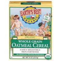 Earth's Best Organic Iron Fortified Whole Grain Oatmeal Baby Cereal