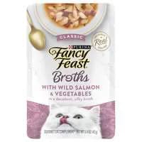 Fancy Feast Broths Classic with Salmon & Vegetables Cat Food Complement