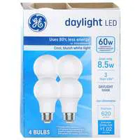 GE LED 60W Daylight Cool Bluish White Light Bulbs