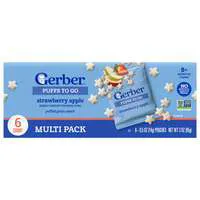 Gerber Strawberry Apple PuƯs To Go Snacks - 6 ct