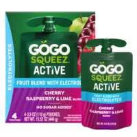 GoGo squeeZ Active Blueberry Cherry Raspberry & Lime Pouches - 4 ct
