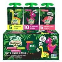 GoGo squeeZ Fruit & Veggiez Dinosaurz Variety Applesauce Pouches - 20 ct