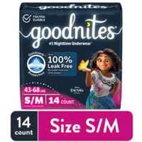 GoodNites Girls S/M Nighttime Underwear 43-68 lb