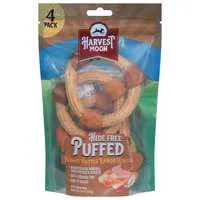 Harvest Moon Hide Free PuƯed Peanut Butter Kabob Rings Dog Treats - 4 ct