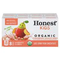 Honest Kids Organic Strawberry Peachy Keen Juice Drink Boxes - 8 pk