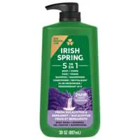 Irish Spring Men 5-in-1 Shampoo Conditioner Face Deodorizer & Body Wash