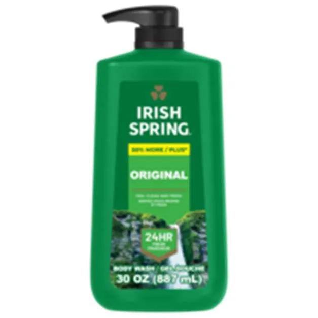 Irish Spring Men Original Clean Moisturizing Face & Body Wash Pump