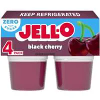 Jell-O Zero Sugar Black Cherry Gelatin Snack Cups - 4 ct