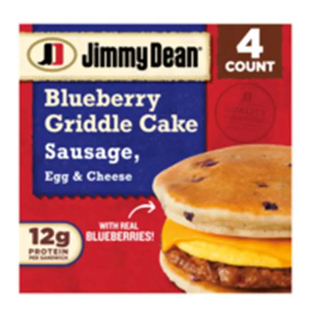 Jimmy Dean Sausage Egg & Cheese Blueberry Griddle Cake Sandwiches - 4 ct