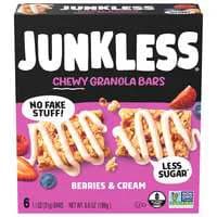 Junkless Gluten Free Berries & Cream Chewy Drizzled Granola Bars - 6 ct