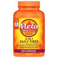 MetaMucil 3-in-1 Psyllium Fiber Supplement Capsules