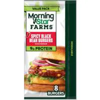 MorningStar Farms Plant-Based Spicy Black Bean Burgers - 8 ct Frozen
