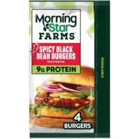 MorningStar Farms Plant-Based Spicy Black Bean Veggie Burgers 4 ct Frozen
