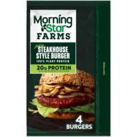 MorningStar Farms Plant-Based Vegan Steakhouse Style Burgers - 4 ct Frozen