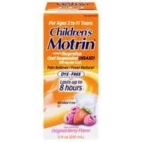 Motrin Children's Pain Fever Dye-Free Berry Ibuprofen Oral Suspension