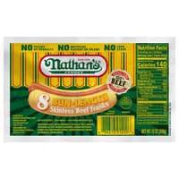 Nathan's Famous Bun Length Skinless Beef Franks - 8 ct