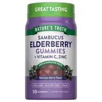 Nature's Truth Berry Flavor Black Elderberry + Vitamin C & Zinc Gummies