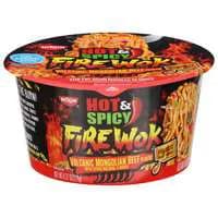 Nissin Hot & Spicy Fire Wok Mongolian Beef Asian Noodles in Sauce Bowl