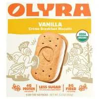 Olyra Organic Vanilla Creme Breakfast Bars Biscuits Packs - 4 ct