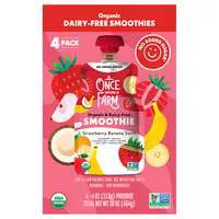 Once Upon A Farm Organic Dairy Free Strawberry Banana Swirl Smoothie 4 ct