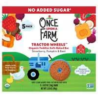 Once Upon a Farm Organic Strawberry/Pumpkin/Beet Tractor Wheels Bars 5 ct