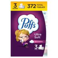PuƯs Ultra Soft 2-Ply Facial Tissue Flat Box 124 ct ea - 3 pk